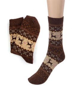 Calcetines de lana de punto informales con diseño de ciervo navideño, cálidos, para invierno, para hombre y mujer Ma141295590