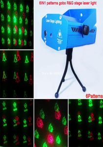 Wholenew Mini Red Green Laser 6 Patterns Christmas Projector Party DJ Lights Disco Bar Dance Noël Sceau de scène X7336958