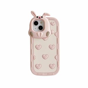 Vente en gros gratuit DHL 3D mignon dessin animé lapin coeur polka animaux étui de téléphone en silicone pour iPhone 14 13 12 11 Pro Max 14 Plus étui de couverture arrière souple antichoc