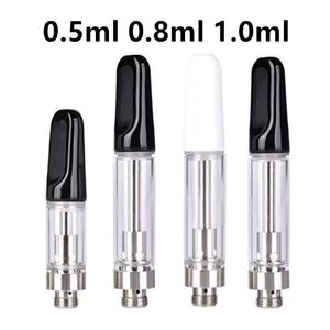 Vente en gros 0,5 ml 0,8 ml 1,0 ml Atomiseur vide TH205 Cartouches de vape Noir Blanc Embouts à vis 510 Fil épais Verre à huile Chariots à bobines en céramique emballés dans de la mousse disponible OEM