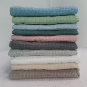 Venta al por mayor 10 colores Paño de limpieza 100% algodón gofres cocina plato toallas vacaciones decorativo decorativo to tetal 45x65 cm