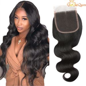 Gros Brésilien Cheveux Dentelle Fermeture 100% Malaisien Péruvien Indien Vague de Corps Cheveux Humains Naturel Couleur Top Fermeture Gratuit Shinpping Aucun Enchevêtrement