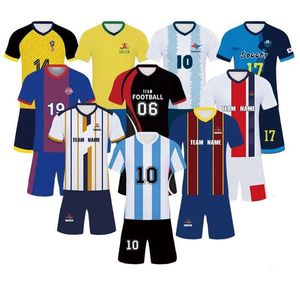 En gros 100% Polyester Pas Cher Sublimation Camisetas Football Maillots Kits Personnalisé Hommes Football Uniformes Football Porter Ensemble avec