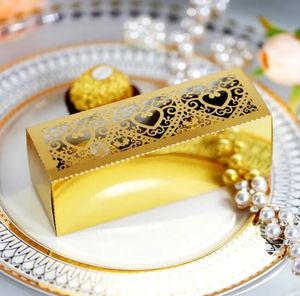 Caja de dulces ahuecada con láser para boda, cajas de Chocolate de amor dorado, caja de papel para el Día de San Valentín, venta al por mayor, 1000 Uds.