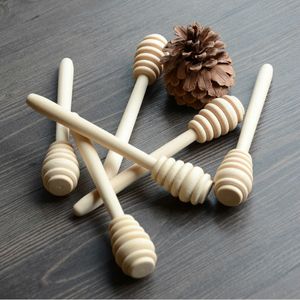 Vente en gros - 100pcs / lot 14cm Longueur En Bois Miel Agitant Bâton Bois Miel Cuillère Dipper Party Supply