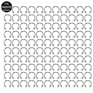 En gros 100 PCS/Lot anneau de nez en acier cerceau narine Piercing Septum anneau fer à cheval faux anneau de nez bijoux de corps 16G 12mm 240116