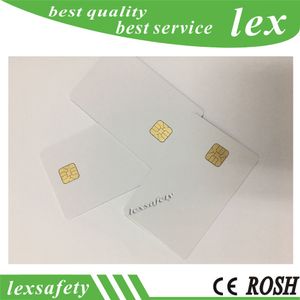 wholesale 100pcs / lot carte PVC blanche avec puce ISO7816 vierge fudan sle 4428 carte à puce pour le numéro d'impression