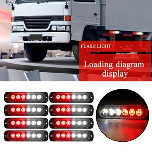 Vente en gros 100pcs rouge blanc 6 LED Marqueur latéral de voiture ultra-mince lumières pour camions Strobe Flash lampe LED clignotant Avertissement d'urgence
