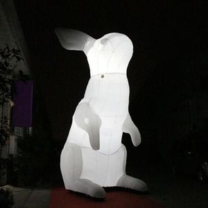 vente en gros 10 mH (33 pieds) avec ventilateur publicité personnalisée lapin gonflable géant blanc / dessin animé animal / lapin de Pâques gonflable avec lumière LED à vendre