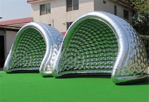 wholesale Tente gonflable argentée à dôme de 10 mW (33 pieds) Air Igloo Salon commercial Toile de fond de chapiteau de camping avec ventilateur pour fête d'événement