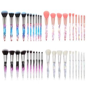 Brussages de maquillage en gros 10pack kits Crystal Match Soft Fiber Beauty Cosmetic Brush Tools Foundation Powder Eyeshadow Brosses