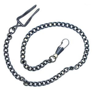 Chaîne de montre de poche, vente en gros, 10 pièces par LOT, 34CM, accessoires de ceinture plaqués noirs classiques, chaînes à pendentif, B0051