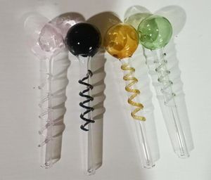 wholesale Tuyaux en verre Pyrex en forme de 12 cm Tuyaux de brûleurs à mazout en verre courbé avec pipe à eau d'équilibreur de différentes couleurs