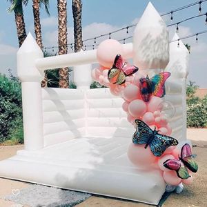 Al por mayor 13.2x13.2ft Full PVC Wedding Bouncy Castle Inflable Jumping Bed House House White Bouncer House para divertidos Toys Inside Outdoor con Weper 01