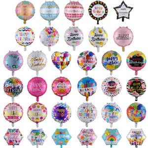 Venta al por mayor de globos de cumpleaños de 18 pulgadas decoración de fiesta 50 unids/lote globos de papel de aluminio-decoración de cumpleaños muchos patrones mixtos SN4533