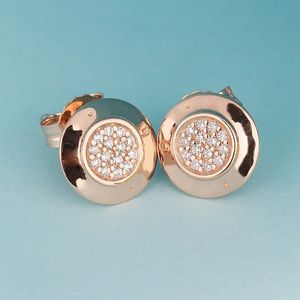Vente en gros - 18K Rose Gold Stud EARRING set Boîte d'origine pour Pandora 925 Silver CZ Diamond Boucles d'oreilles pour femmes Accessoires de mode