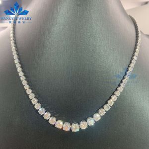 Collier de Tennis en or blanc 18 carats pour femmes, chaîne graduée en diamant Moissanite brillant de 6.5mm, bijoux fins, vente en gros