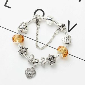 Gros-1CM Charme Maman Perles 925 Bracelets En Argent Pendentif Coeur Pour La Fête Des Mères comme un cadeau Diy Bijoux Accessoires avec boîte-cadeau