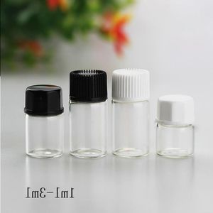 Venta al por mayor 1 ml 2 ml 3 ml Botellas cuentagotas de vidrio transparente Mini contenedor de aceite esencial Viales de vidrio pequeños para jugo E Eliquid Vcdit