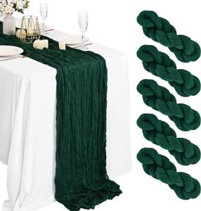 Al por mayor 2/6pcs Gasza Table Runner Boda Sage Semi-Sher Vintage Cheesecloth Dining Party Banquet Banquets Decoración de pasteles 240325