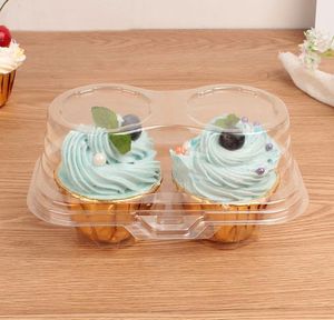 Vente en gros 2 compartiments Cupcake Container - Deep Cupcakes Carrier Holder Box Clear Plastic Case Stackable