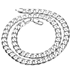 Bijoux en argent pour hommes, 20-24 pouces, 8MM de largeur, collier à la mode pour hommes, chaîne serpent solide, sacs cadeaux, livraison gratuite, vente en gros