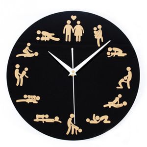 Venta al por mayor-2016 Nuevo reloj moderno Novedad Reloj de pared silencioso para amantes de la boda Cultura sexual Relojes de pared Decoración para el hogar