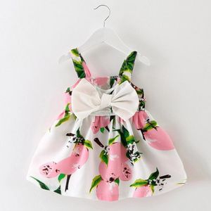 Gros-2017 Volants Fille Robes Sans Manches Imprimé Floral Mignon Bowknot Enfants Vêtements Enfants Filles Robe Denim Enfants Vêtements Ma203