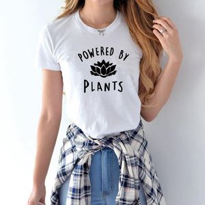 Venta al por mayor-2017 vegetariano vegano IMPULSADO POR PLANTAS Camiseta de moda para mujer Harajuku Tumblr Cute Tumblr Femme Camiseta divertida femenina Tops