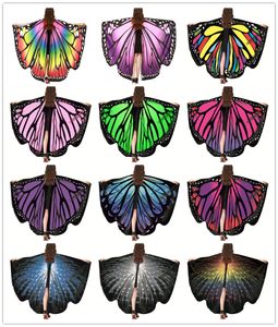 wholesale 2022 nouveau style coloré papillon ailes Pashmina filles tissu nymphe Pixie Poncho écharpe dames Halloween fée Costumes accessoire châle