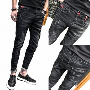 wholesale 2022 Printemps Automne Denim Jeans Hommes Hip Hop Slim Coréen Mince Noir Lg Pantalon Ripped Trou Casual Pieds Pantalon Homme N3ya #