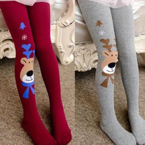 Vente en gros - 2023 Mode Coton Mélanges Enfants Fille Élasticité Collants Doux Noël Elk Imprimer Splice Collants 100% Nouveau