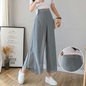 Pantalon Hakama à jambes larges et drapé en gaze pour femme, deux pièces, vente en gros, nouvelle collection été 2024