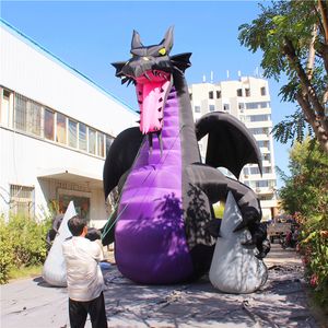 wholesale Dragon de feu gonflable de 20 pieds de haut avec des ailes Dragon de ballon gonflable Gemmy pour la décoration de défilé de discothèque