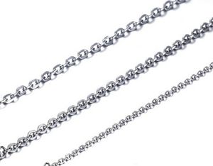 Venta al por mayor 20 piezas color plateado moda acero inoxidable fino 2mm/3mm fuerte collar de cadena de eslabones ovalados 18 ''/20'' para mujeres niñas joyería