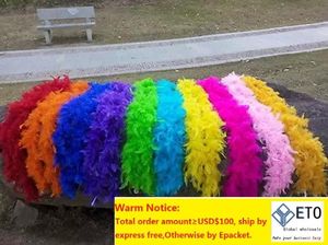Venta al por mayor de plumas de pavo naturales de 2M de largo boa de plumas decorativas diy multicolor suministros para festivales y fiestas suministros para fiestas y celebraciones