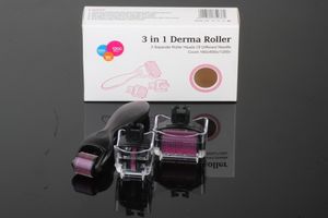 Venta al por mayor 3 en 1 Derma Roller Eye Derma Roller Dermaroller facial y corporal con 180/600/1800 agujas Precio de fabricante Dermaroller
