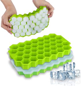 Wholesale 37 Holes Honeycomb Ice Cube Mold Food Grade Flexible Silicone Moulds For Whiskey Cocktail Kitchen Accessories