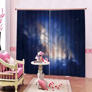 Venta al por mayor Ventana de cortina 3d Cielo azul con estrellas HD Impresión digital 3d Hermosas cortinas opacas