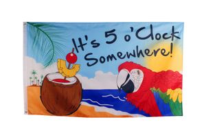 Vente en gros 3x5 Ft Party Parrot Margaritaville flag For Happy Hour Its 5 OClock Somewhere