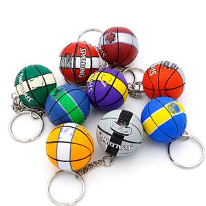 Al por mayor 40 estilos de llaves de baloncesto PU 3D Ball Ball Ball Chains Mini Souvenirs Keyring Regalo para hombres Ventiladores de llavero Regalos colgantes