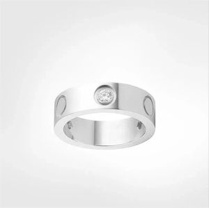 wholesale 4 mm 5 mm 6 mm titanio acero plata amor anillo Diseñador de moda hombres y mujeres oro rosa Joyería de plata Banda Con diamantes para amantes pareja anillos regalo
