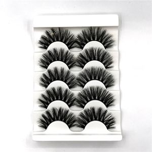 Venta al por mayor Paquete de 5 pares de pestañas Faux Mink Lashes Natural Look Hecho a mano Lujoso Volumen Kit de extensión de pestañas esponjosas