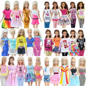 Venta al por mayor, 5 uds., ropa informal de moda para uso diario, chaleco, camisa, falda, pantalones, vestido, accesorios para casa de muñecas, ropa para muñeca Barbie