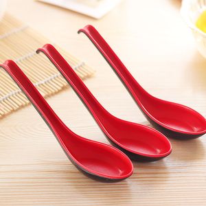 Couverts de maison de couleur rouge et noir, bol en plastique japonais, cuillère à soupe et à bouillie, vente en gros, 500 pièces