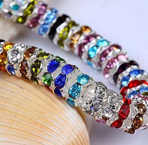 Wholesale 500Pcs Silver Plated mixed Czech Crystal Spacer Rondelle Beads Charm Findings for Making Necklaces bracelets 8mm