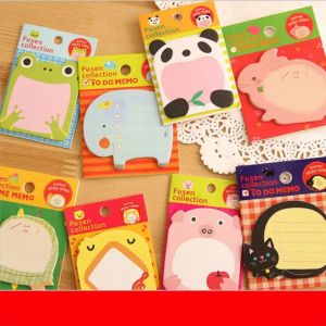 wholesale 500 UNIDS Etiqueta Engomada Linda Kawaii Animal Notas Adhesivas Bloc de Notas Blocs de Notas Oficina Material Escolar Papelería Panda Gato Gatito Marcador ZZ