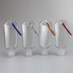 wholesale Bouteille rechargeable d'alcool de bouteilles de désinfectant pour les mains vides de 50 ml avec porte-clés crochet extérieur portable clair bouteille de gel transparente ZZ