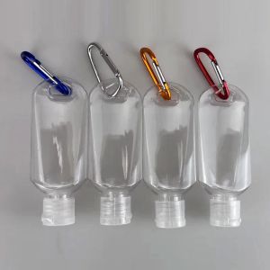 wholesale Bouteille rechargeable d'alcool en plastique vide de 50 ml avec crochet porte-clés Bouteille transparente transparente de désinfectant pour les mains facile à transporter LL