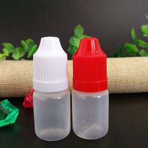 Venta al por mayor de botellas cuentagotas de plástico de 5 ml con tapas a prueba de niños, botella vacía líquida de LDPE E